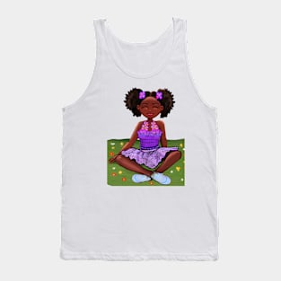 Anime girl Summer sunshine Princess Cute black girl Melanin Afro African American Tank Top